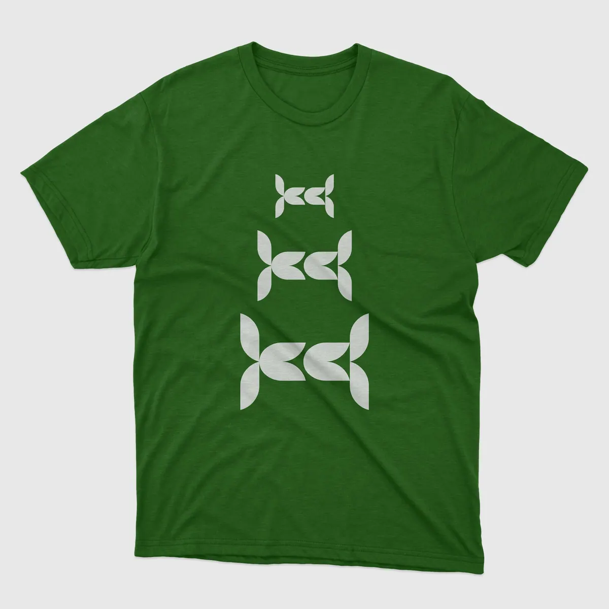 Green t-shirt with the Hydroponics mark repeated three times