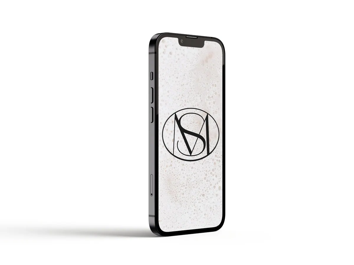 MdS monogram on a phone screen
