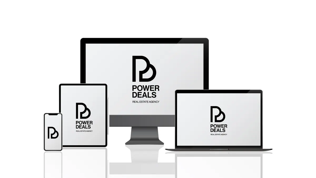 Ταμπέλα από πλεξιγκλάς με το λογότυπο Power Deals στον τοίχο του γραφείου