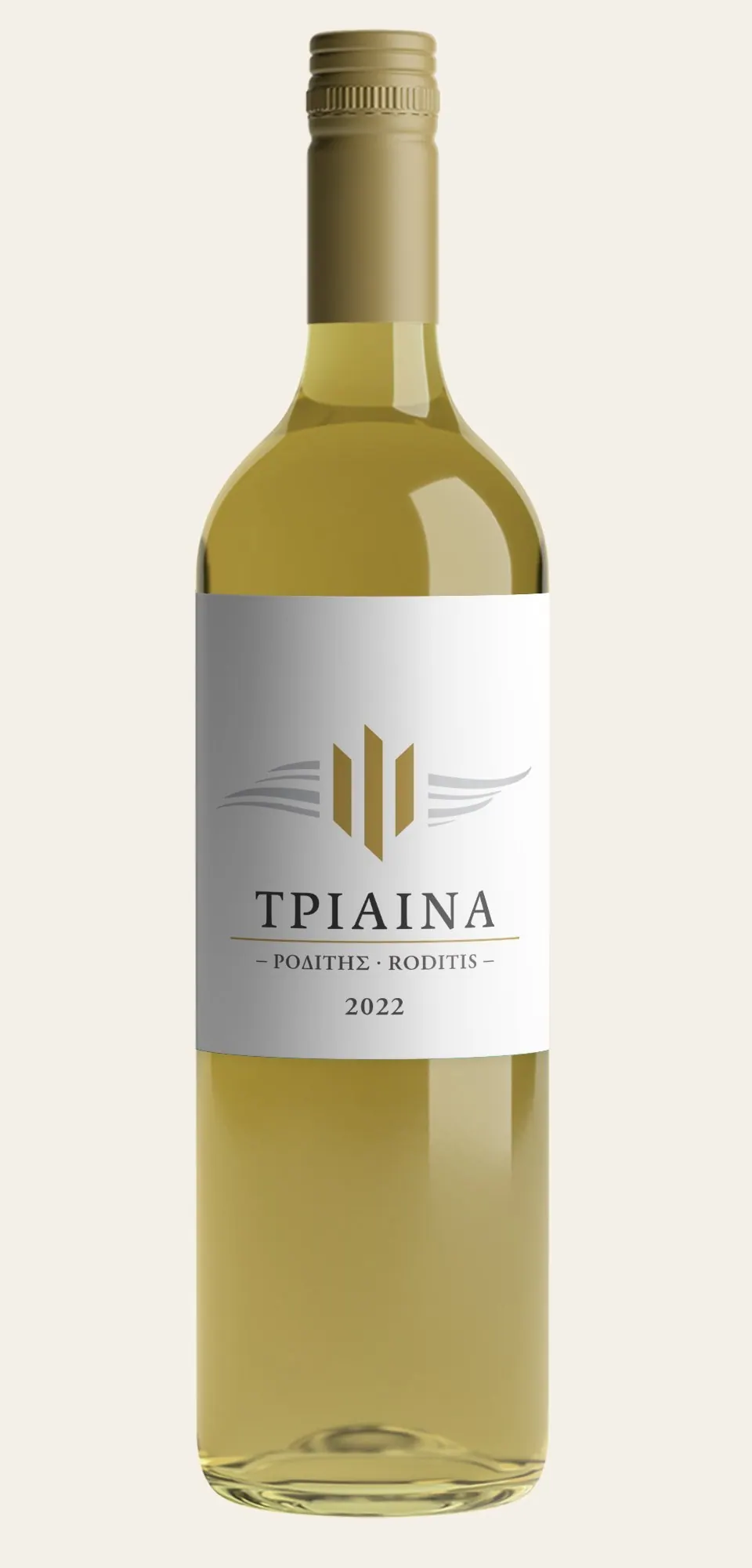 Bottle of Triaina white Roditis 2022