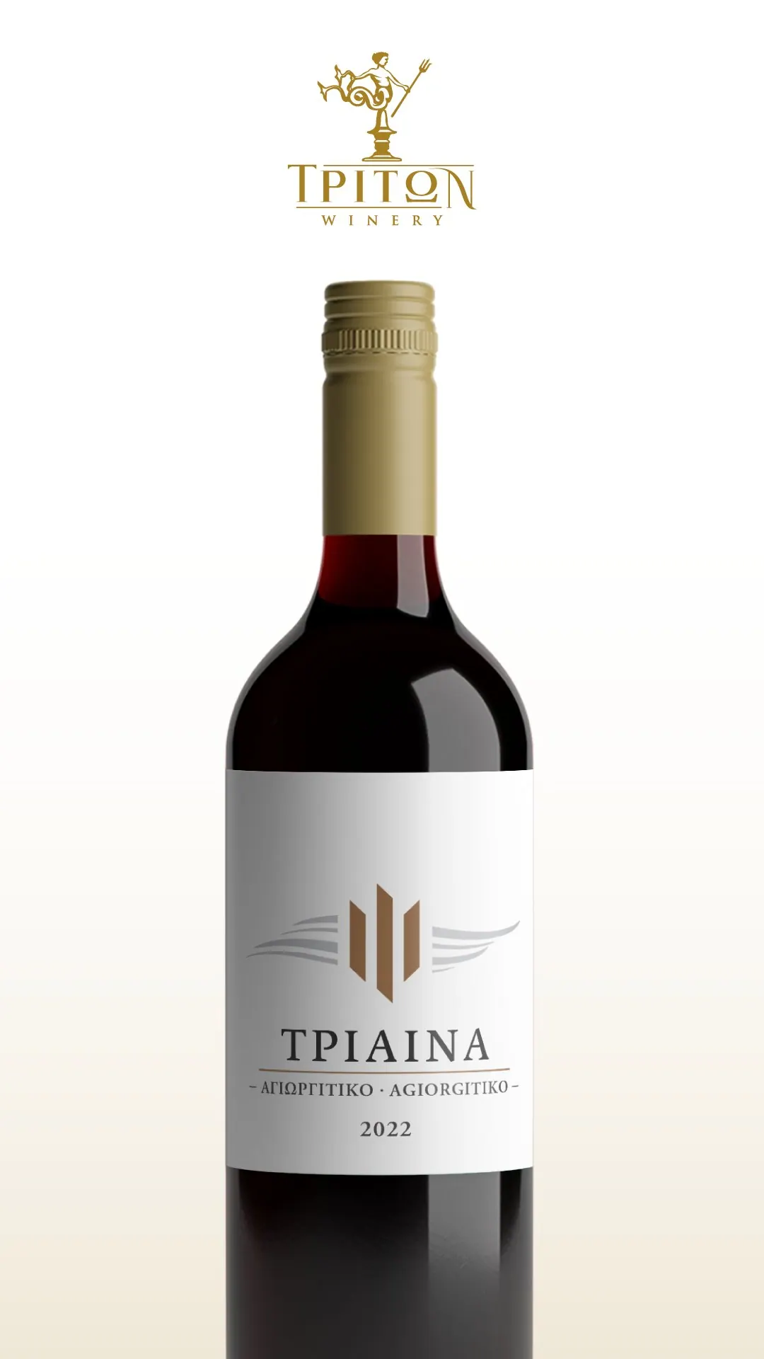 Story for Triaina red Agiorgitiko with the Triton Winery logo