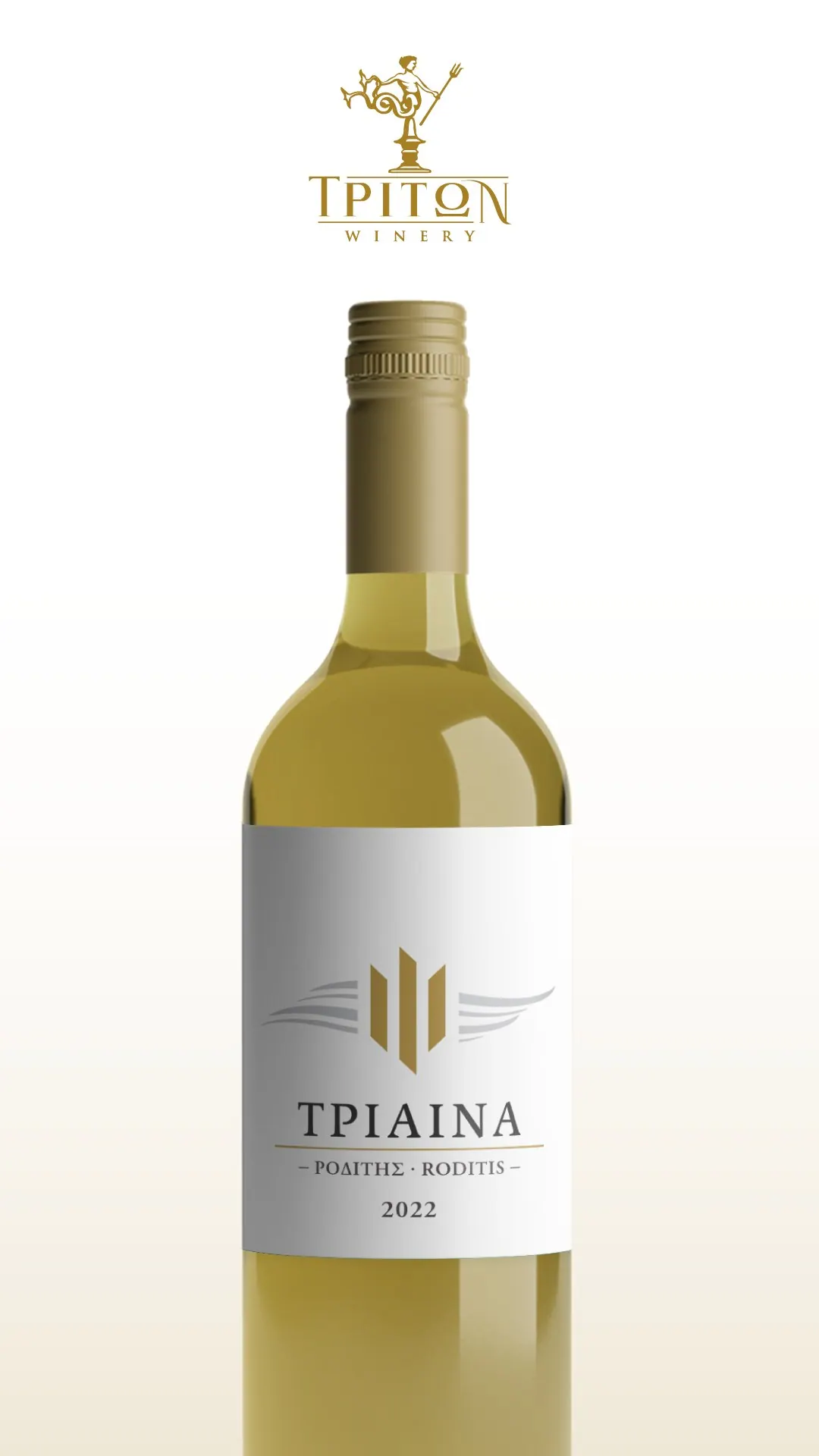 Story for Triaina white Roditis with the Triton Winery logo