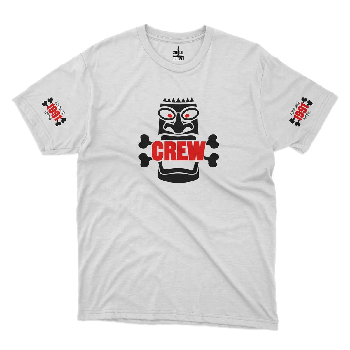 White Zulu Bungy crew tee, front