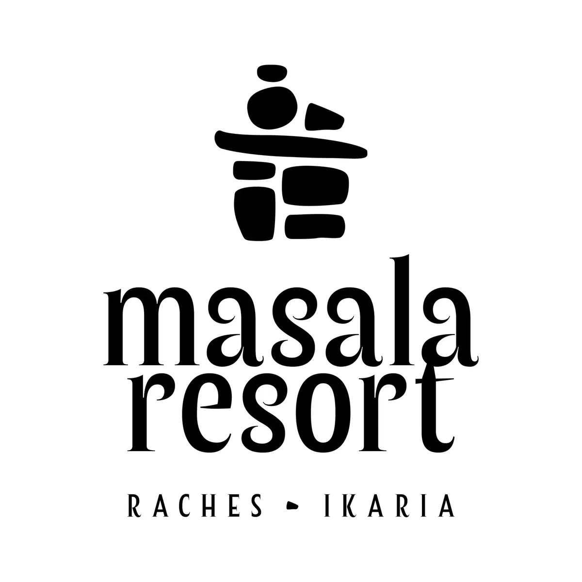 Λογότυπο Masala Resort σε μαύρο πάνω σε λευκό