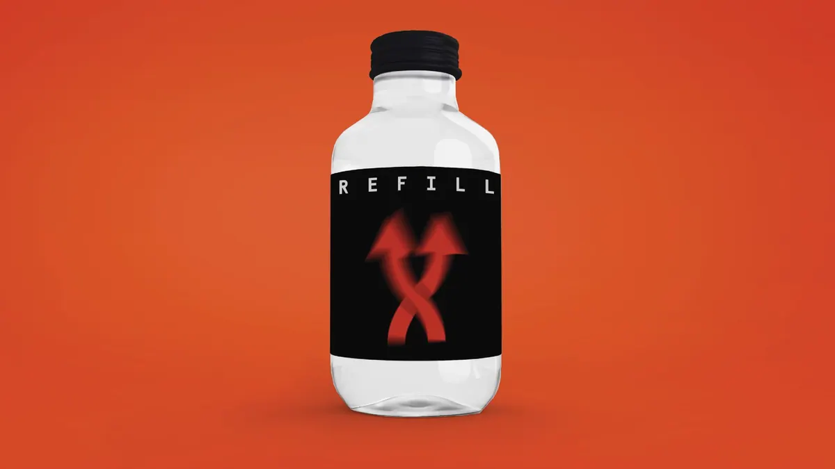 Μπουκάλι refill του φεστιβάλ με κόκκινα βέλη σε μαύρη ετικέτα