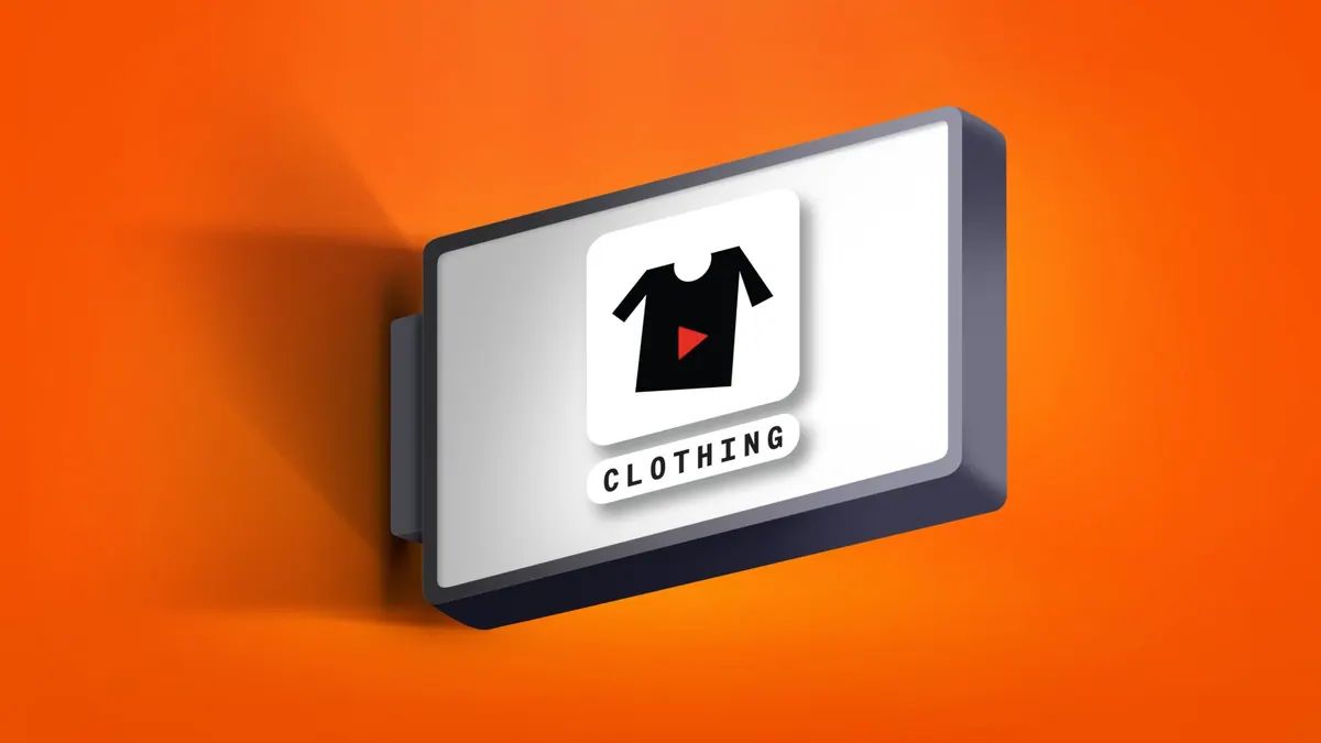 Φωτεινή πινακίδα Clothing με μπλουζάκι και τρίγωνο play