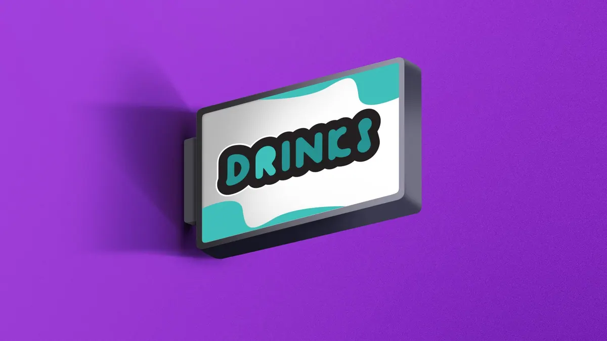 Φωτεινή πινακίδα Drinks με στρογγυλεμένα γράμματα