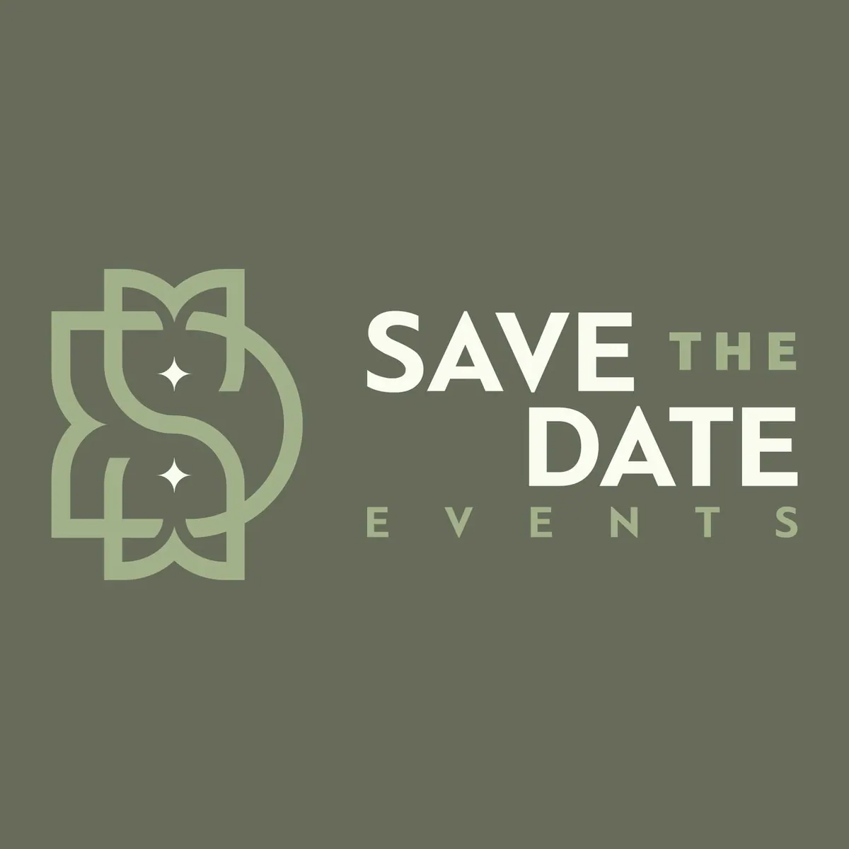 Οριζόντιο λογότυπο Save the Date Events σε λαδί φόντο