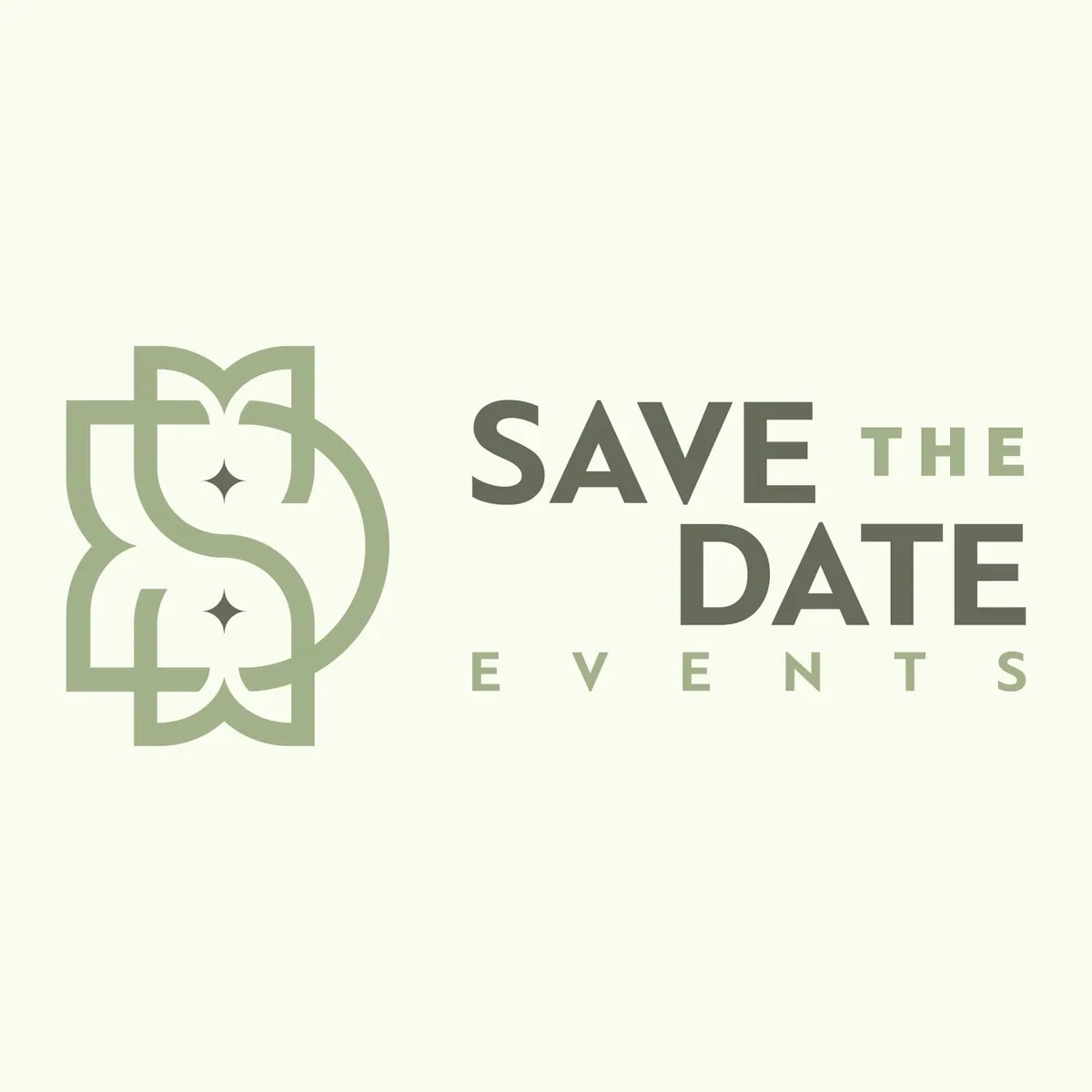 Οριζόντιο λογότυπο Save the Date Events σε κρεμ φόντο